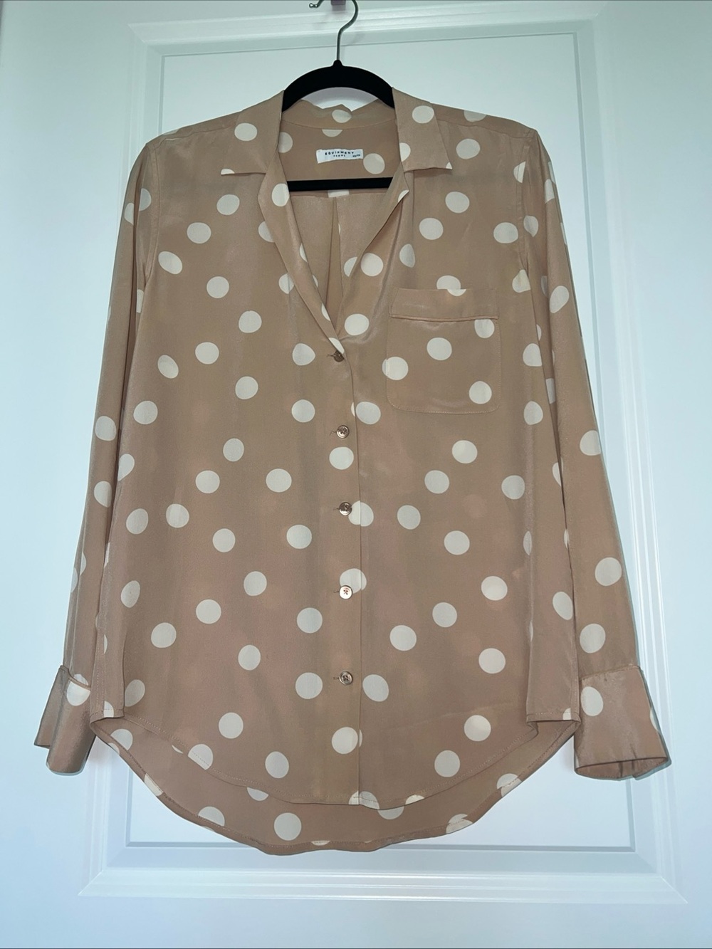 EQUIPMENT pure silk Polka Dot Button-Up Blouse - Beige/White XS